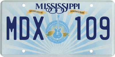MS license plate MDX109