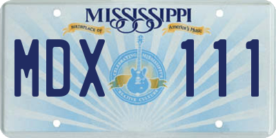 MS license plate MDX111