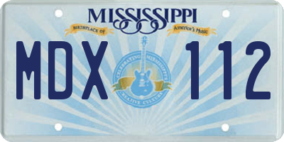 MS license plate MDX112