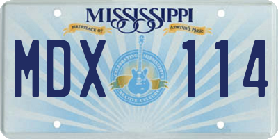 MS license plate MDX114