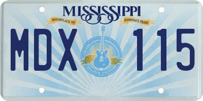 MS license plate MDX115