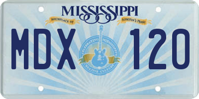 MS license plate MDX120