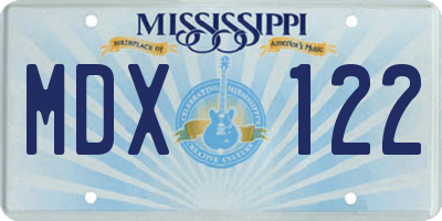 MS license plate MDX122
