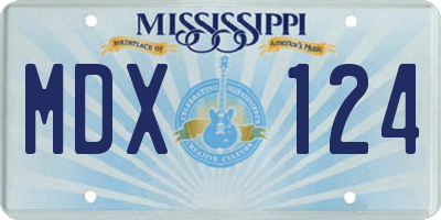 MS license plate MDX124