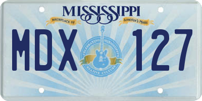 MS license plate MDX127