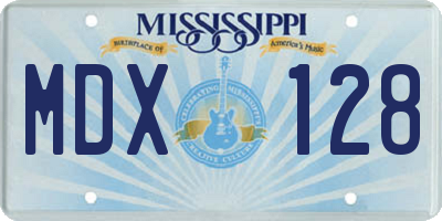 MS license plate MDX128
