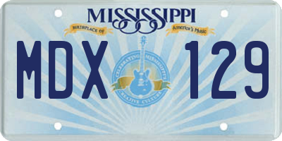MS license plate MDX129