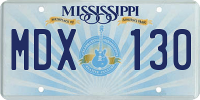 MS license plate MDX130