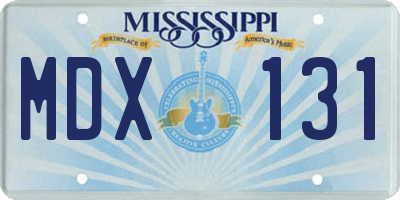 MS license plate MDX131