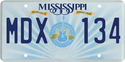 MS license plate MDX134