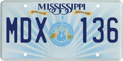 MS license plate MDX136