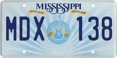 MS license plate MDX138