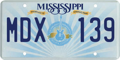 MS license plate MDX139