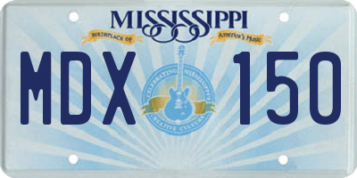 MS license plate MDX150
