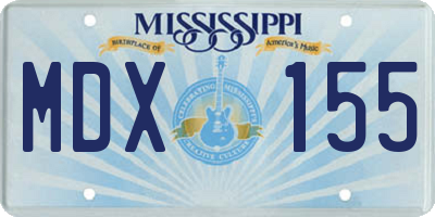 MS license plate MDX155