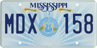 MS license plate MDX158