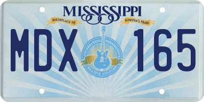 MS license plate MDX165