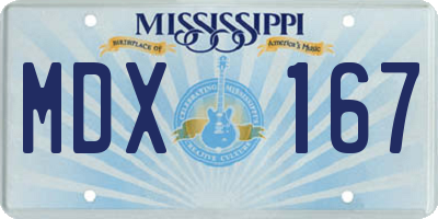 MS license plate MDX167