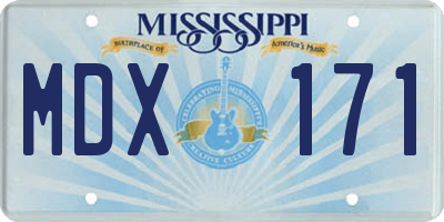MS license plate MDX171