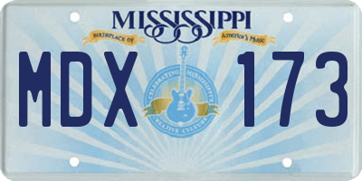 MS license plate MDX173