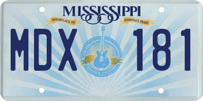 MS license plate MDX181