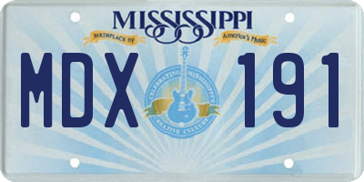 MS license plate MDX191