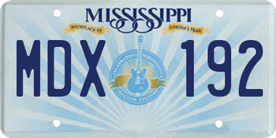 MS license plate MDX192