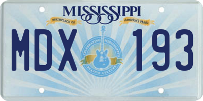 MS license plate MDX193