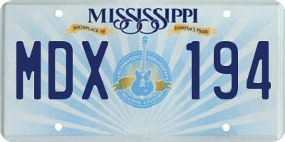 MS license plate MDX194