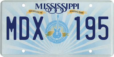 MS license plate MDX195