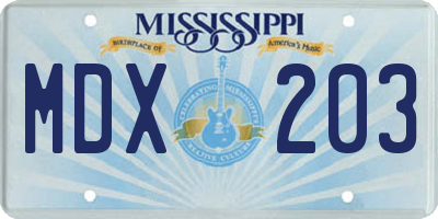 MS license plate MDX203