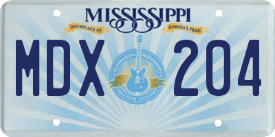 MS license plate MDX204