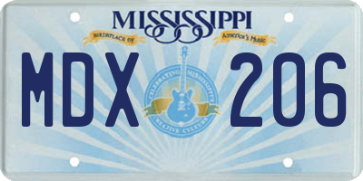 MS license plate MDX206