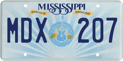 MS license plate MDX207