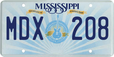 MS license plate MDX208