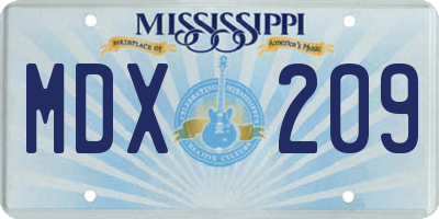 MS license plate MDX209