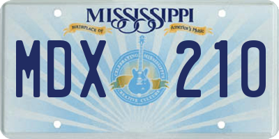 MS license plate MDX210