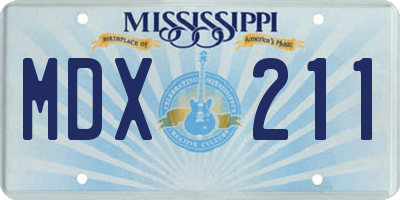MS license plate MDX211
