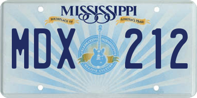 MS license plate MDX212