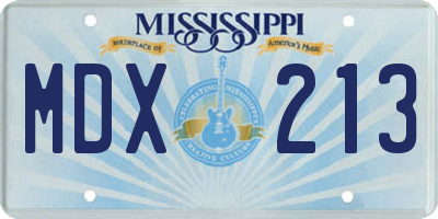 MS license plate MDX213