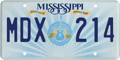 MS license plate MDX214