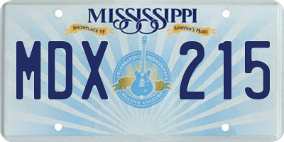 MS license plate MDX215