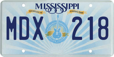 MS license plate MDX218