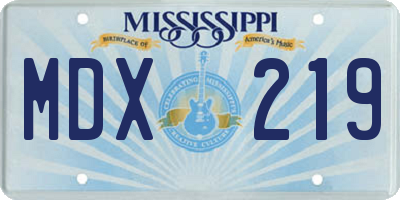 MS license plate MDX219