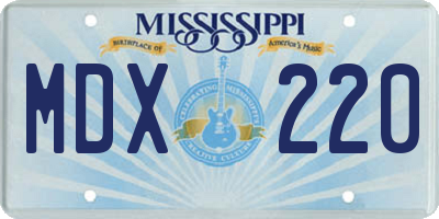 MS license plate MDX220