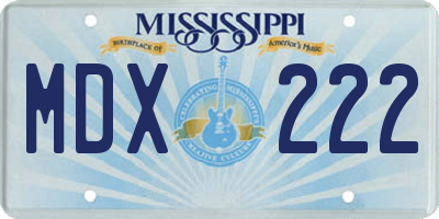 MS license plate MDX222