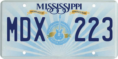 MS license plate MDX223