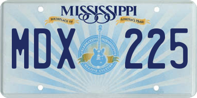 MS license plate MDX225