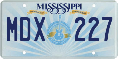 MS license plate MDX227