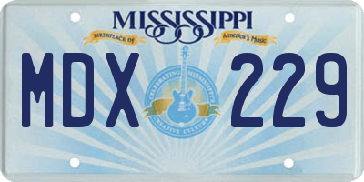 MS license plate MDX229